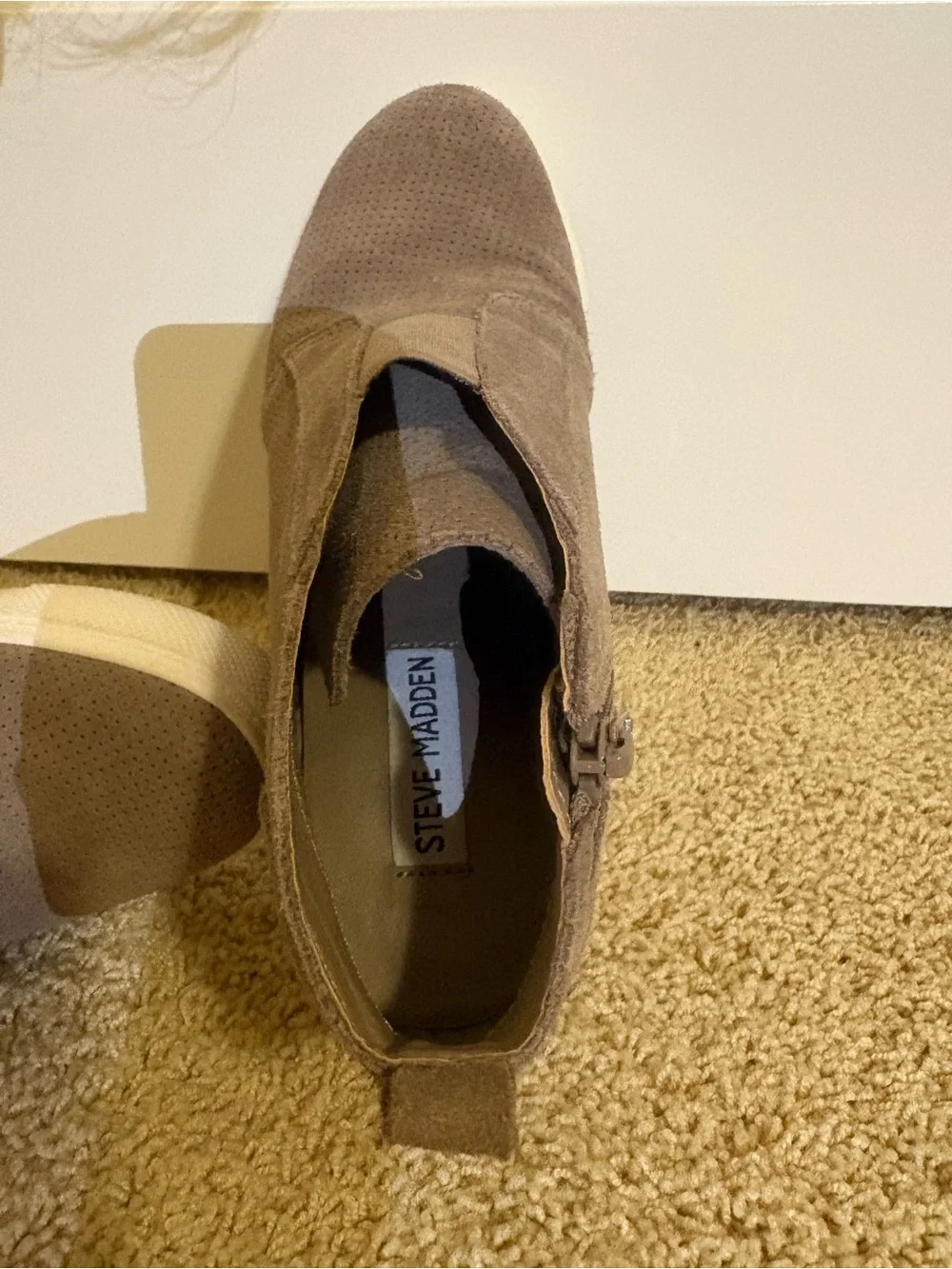 Steve Madden Taupe Perforated Wedge Sneakers